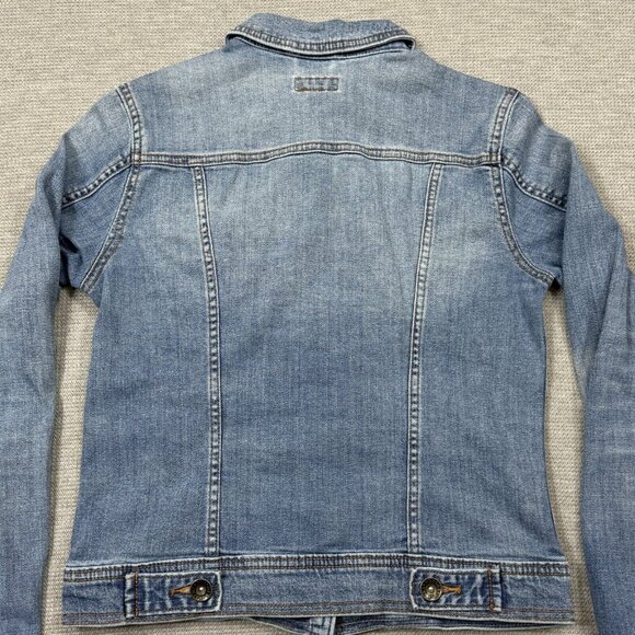 Merona Womens Blue Denim Jean Jacket Button Up Collared Casual 4 Pockets Size XS - Picture 7 of 13